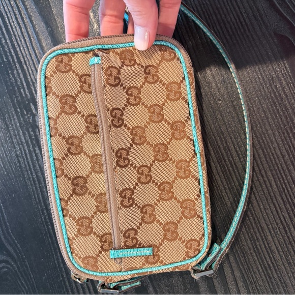 Gucci Beige GG Patterned teal leather Crossbody Bag - Picture 6 of 14